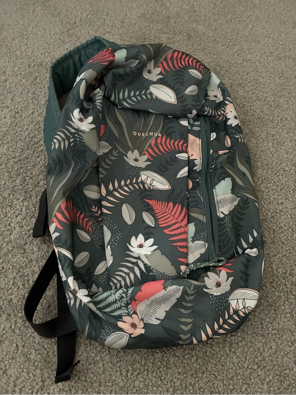 Quechua Green Floral Backpack